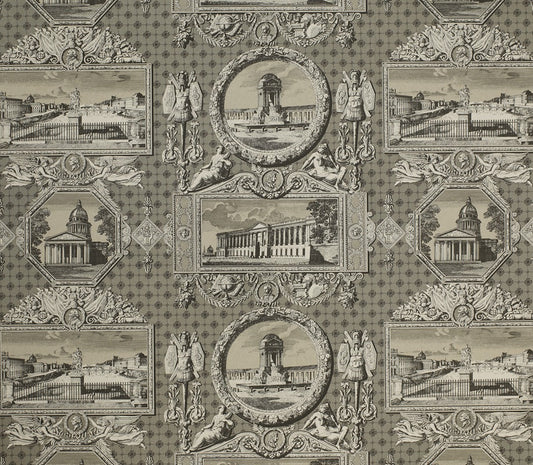 Les Vues de Paris Wallpaper by Marvic Textiles in Charcoal