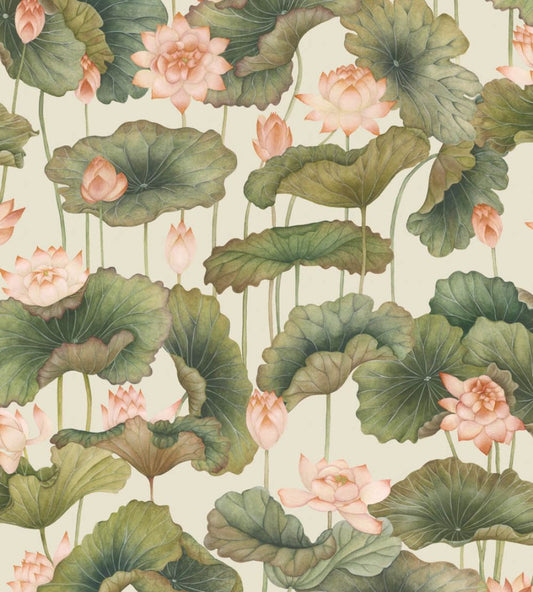 Lily Lotus Wallpaper by Cole & Son Olive & Orange