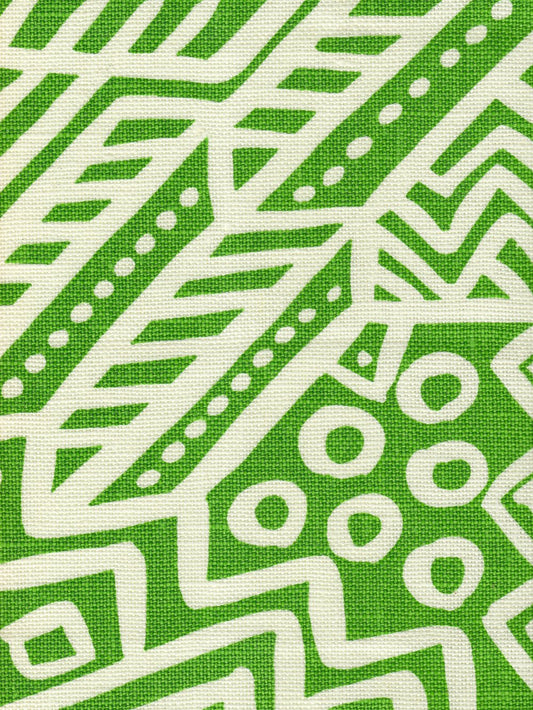 Little Margie Jungle Green on Ivory fabric by Alan Campbell