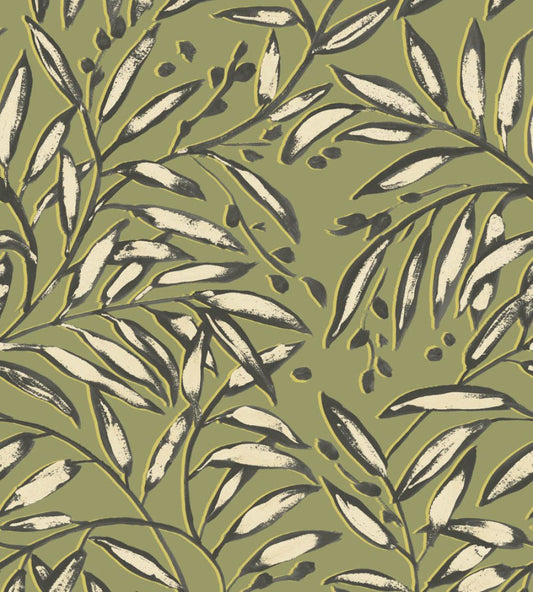 Lorena Vine Wallpaper by Ohpopsi Olive