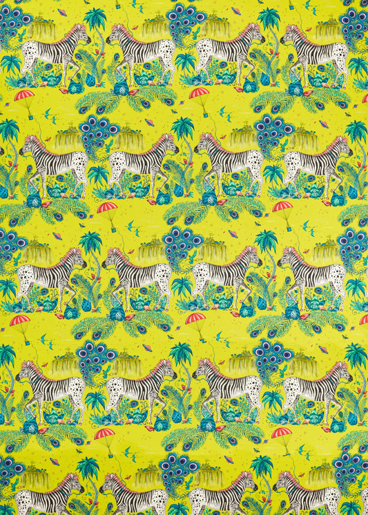 Lost World Lime fabric by Clarke & Clarke
