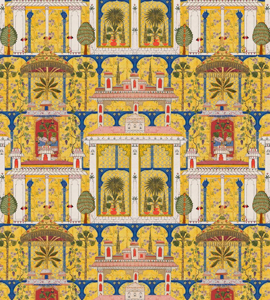 Majorelle Garden Wallpaper by MINDTHEGAP Yellow/Blue
