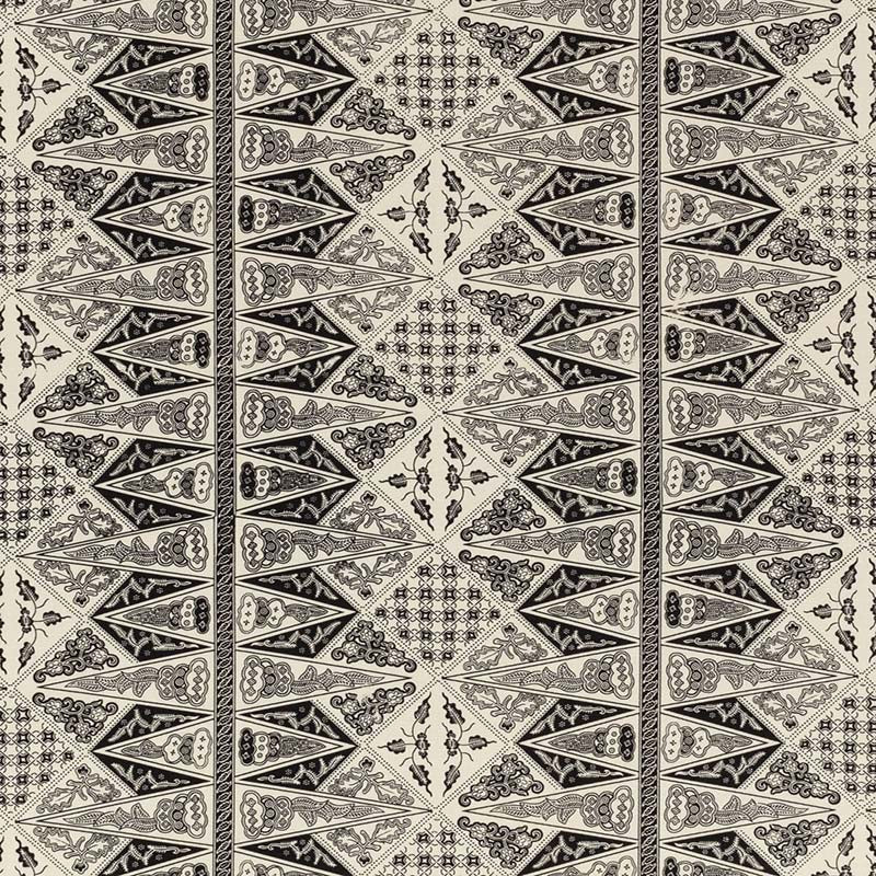 Malay Stripe One Color Black fabric by China Seas