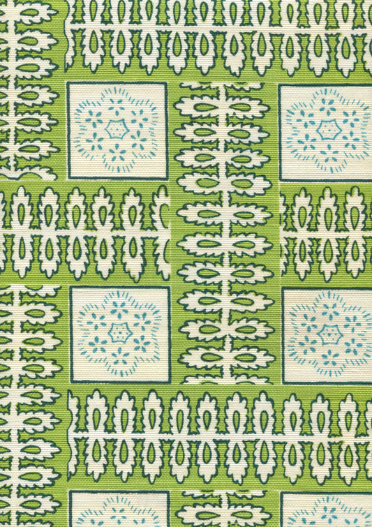 Manchester by the Sea Parrot Green Ribbon fabric by Quadrille