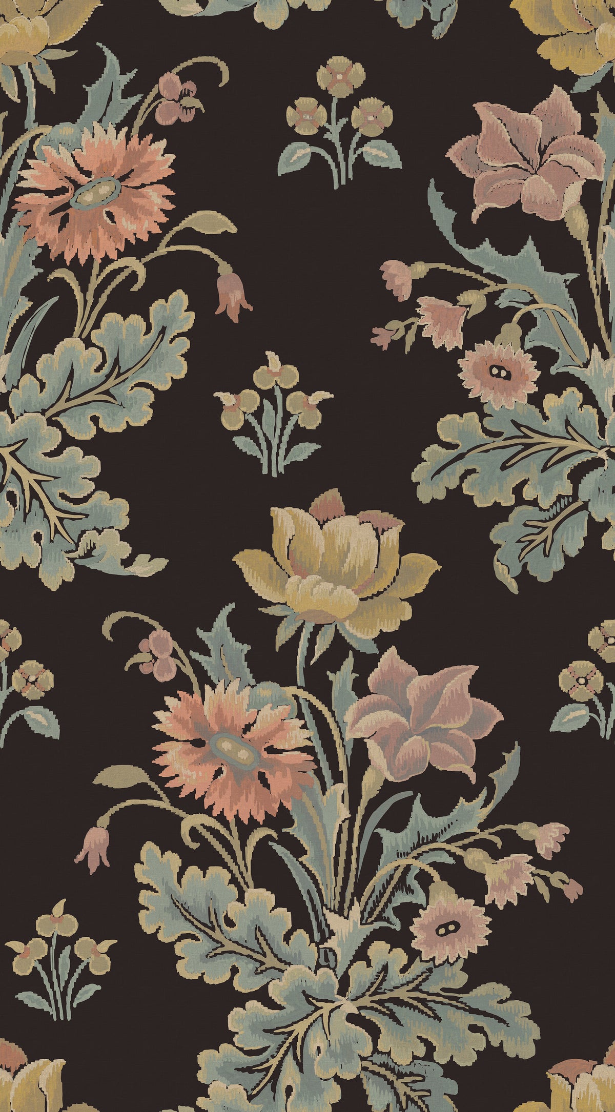 Meadow Bouquet Black mural by Rebel Walls