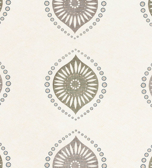 Medallion Fabric by Vanderhurd Grey & Bronze/Moonstone