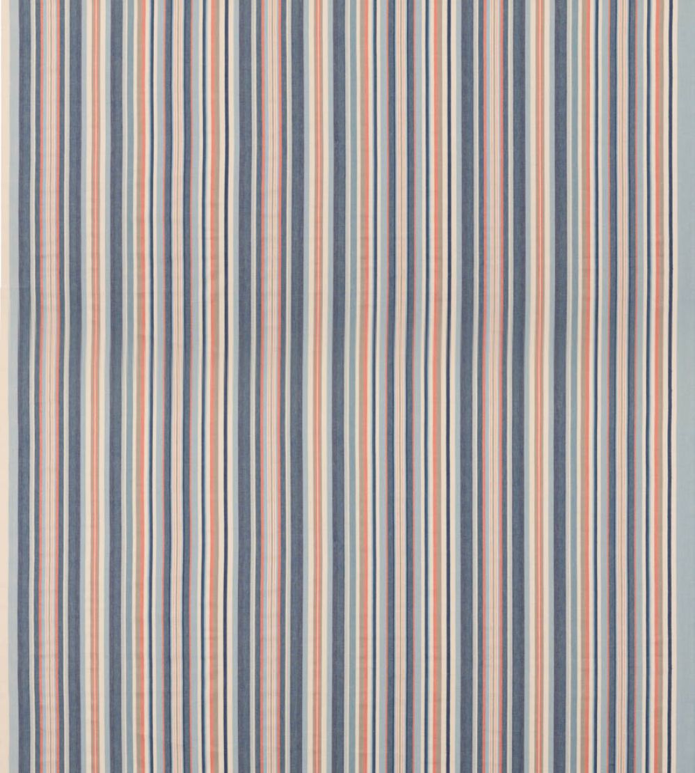 Medford Stripe Fabric by Mulberry Home Blue/Rust
