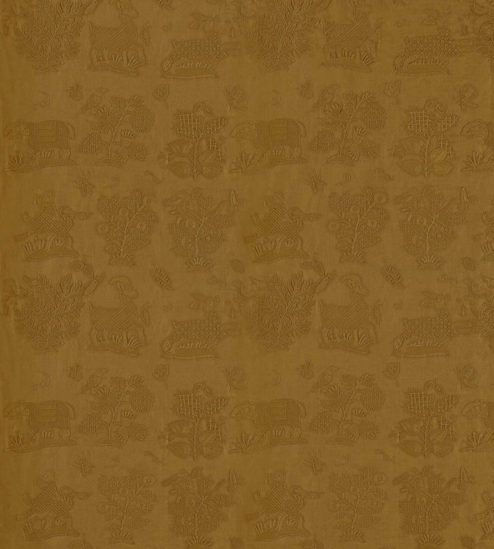 Medieval Embroidery Fabric by Sanderson Mustard