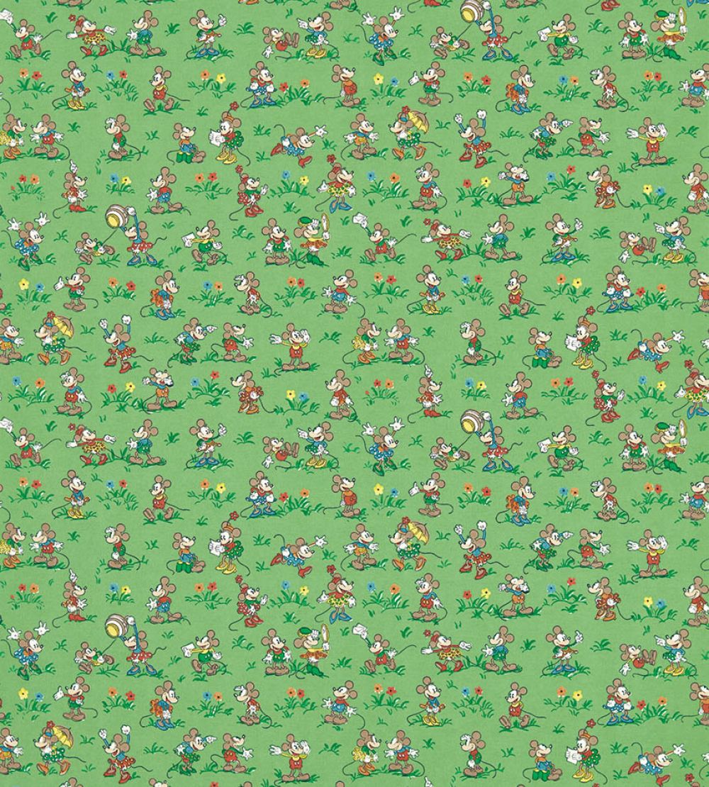 Mickey & Minnie Wallpaper by Sanderson Gumball Green