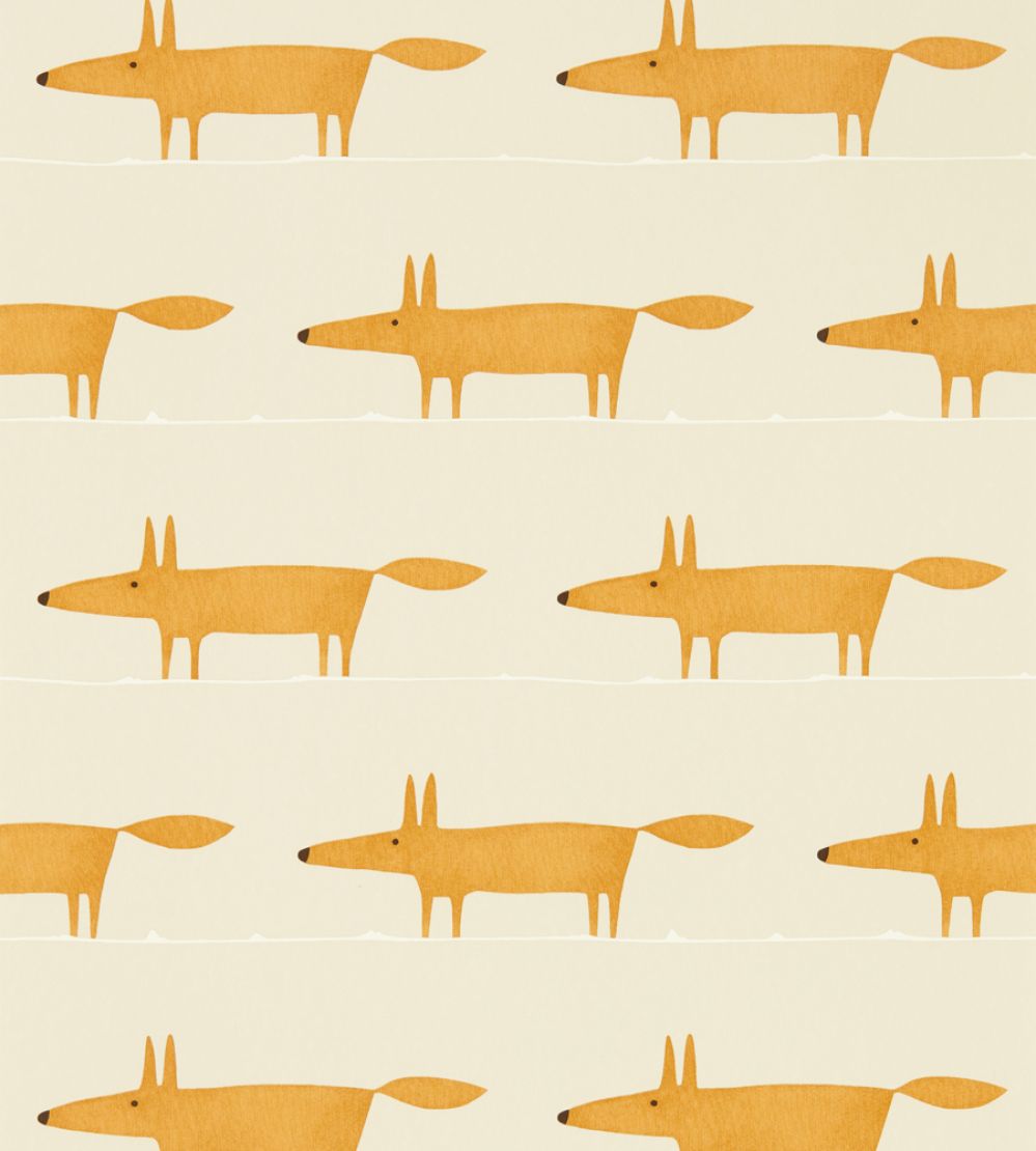 Midi Fox Wallpaper by Scion Raffia / Chai