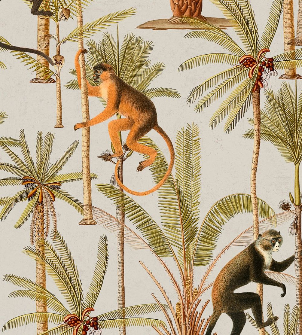 Barbados Wallpaper by MINDTHEGAP Green,Orange,Taupe