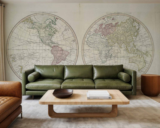Minimal mural by Coordonné in Map, shown in a styled room