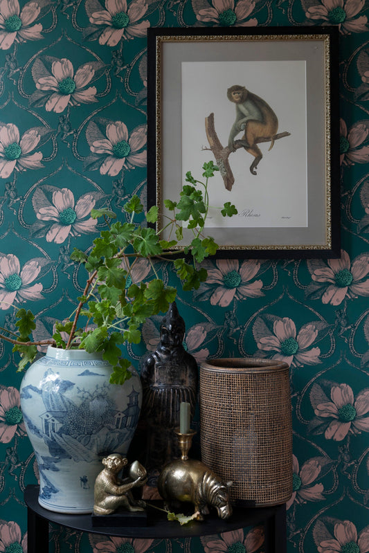 Monk Wallpaper by Studio Lisa Bengtsson in Petrol
