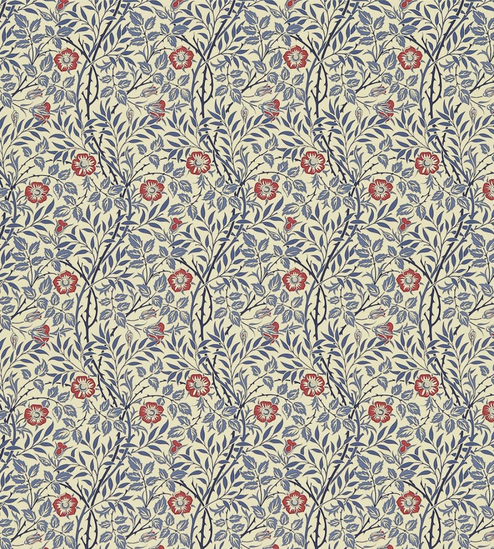 Sweet Briar Fabric by Morris & Co Indigo/Red