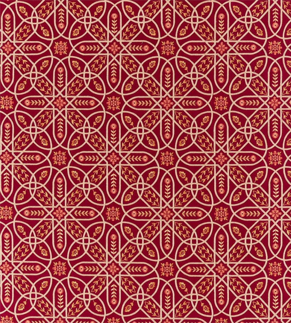 Brophy Embroidery Fabric by Morris & Co Wine
