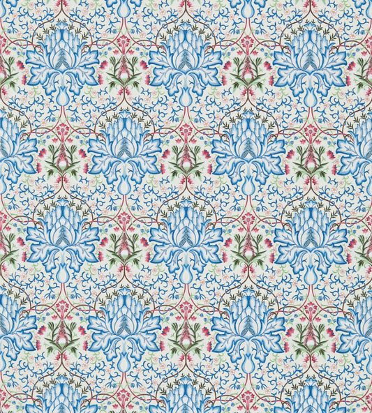 Artichoke Embroidery Fabric by Morris & Co Peacock/Cream