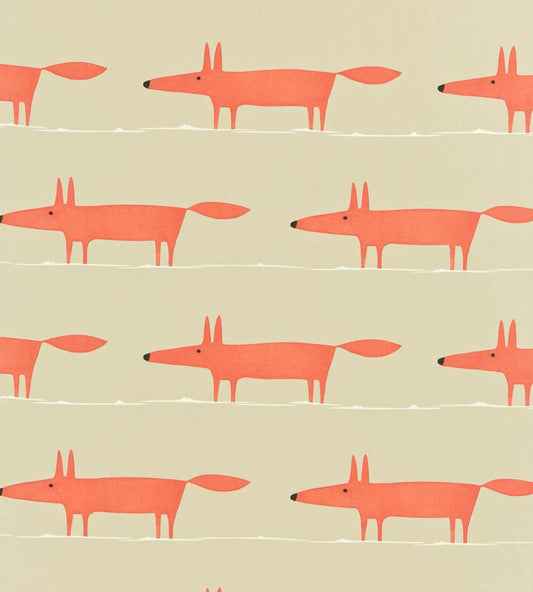 Mr Fox Fabric by Scion Neutral / Paprika