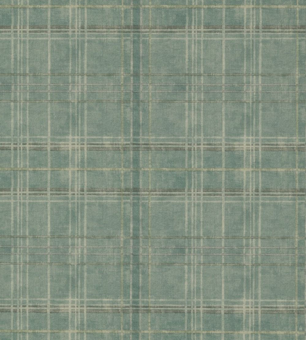Shetland Plaid Wallpaper by Mulberry Home Teal