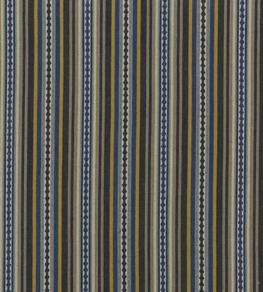 Dalton Stripe Fabric by Mulberry Home Indigo/Ochre