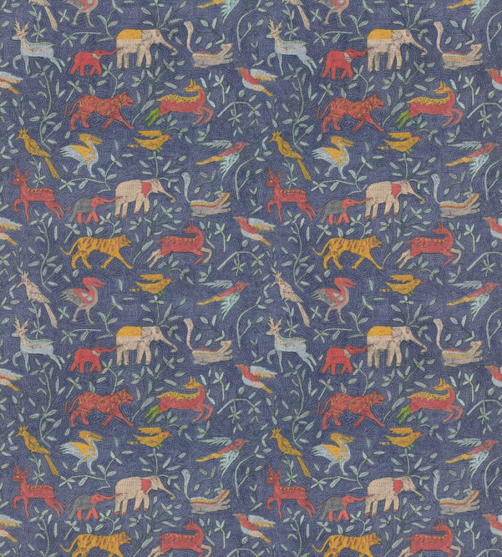 Noah's Ark Fabric by GP & J Baker Indigo