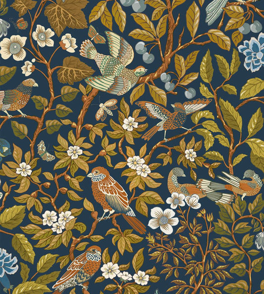 Noise Nextdoor Wallpaper by Josephine Munsey Blue and Olive