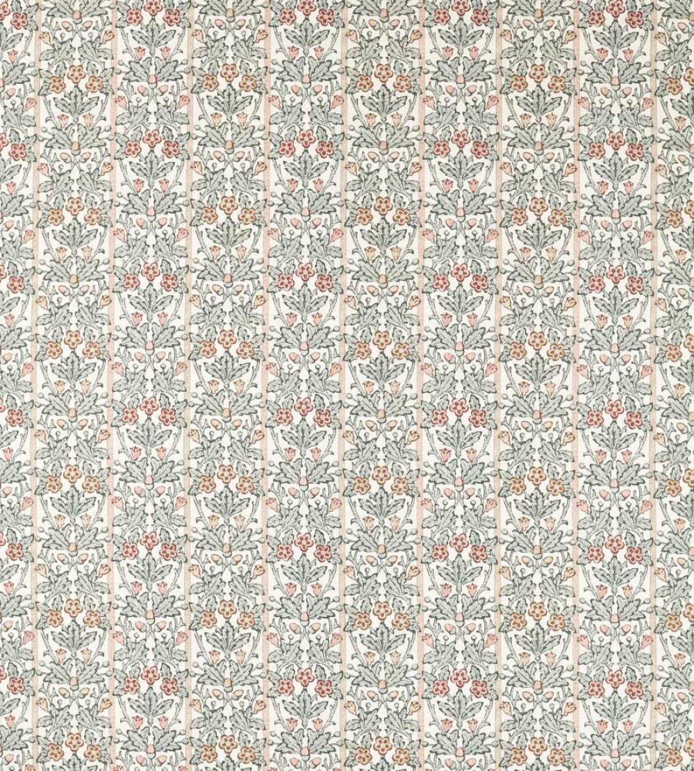 Oak & Blossom Fabric by Morris & Co Umber/Mineral Blue
