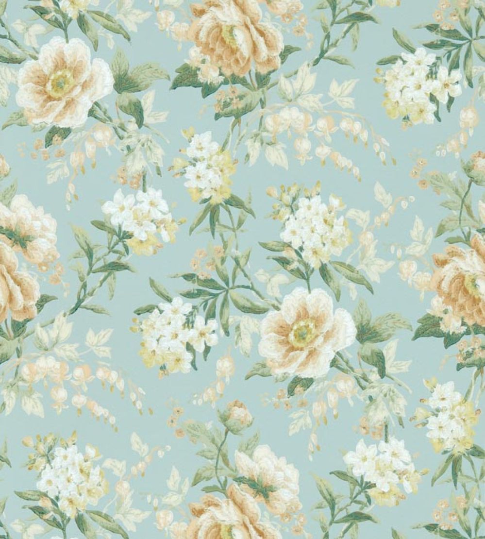 Olivia Wallpaper by Sanderson Sky Mist/Tan