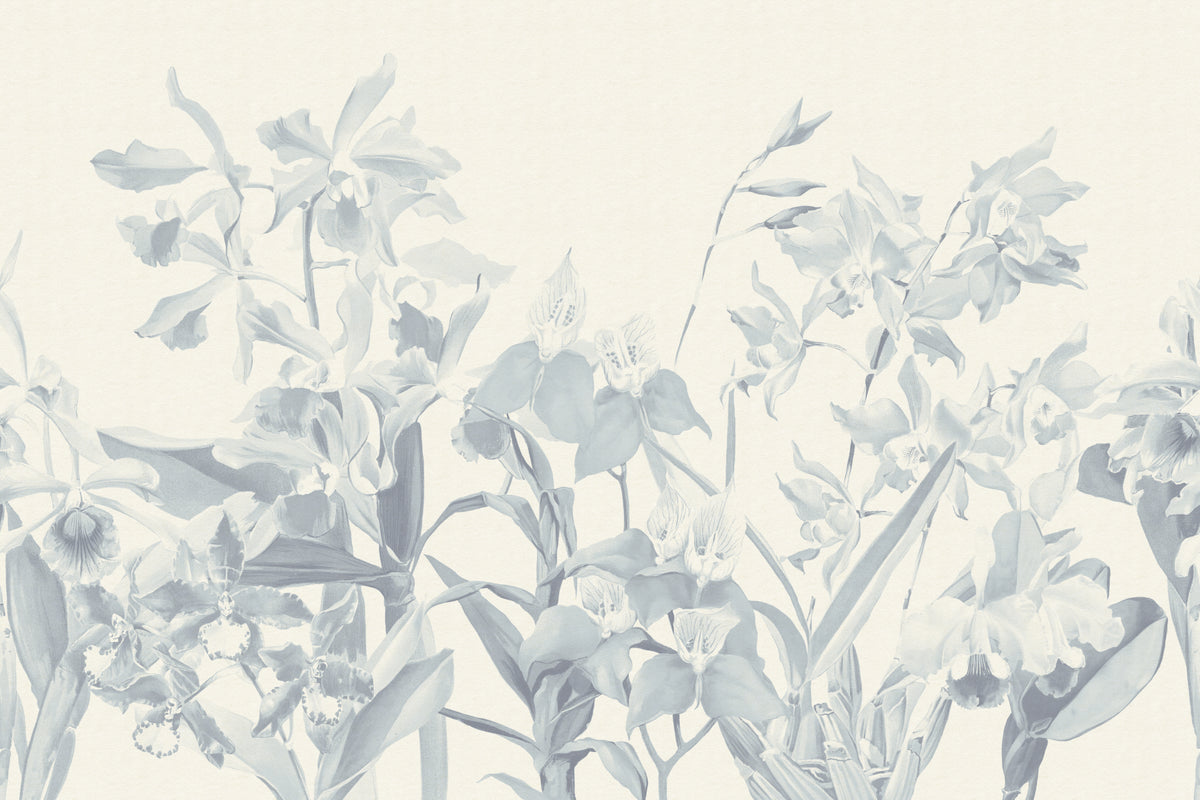 Orchid Garden Blue mural by Hovia