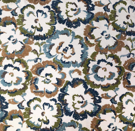 Pansy Fabric by Marvic Textiles in Blue/Olive