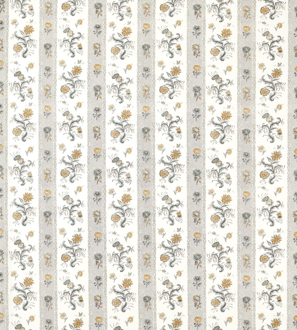 Papaver Stripe Fabric by Zoffany Platinum/Sage