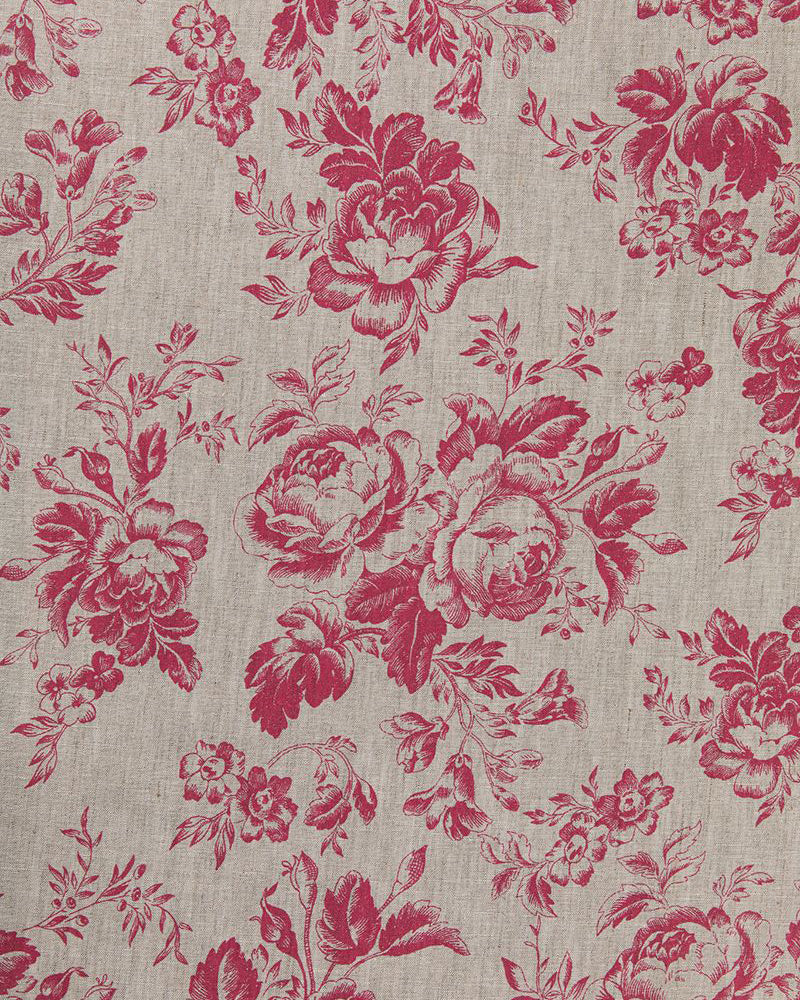 Paris Rose Berry Red on Natural fabric by Cabbages & Roses