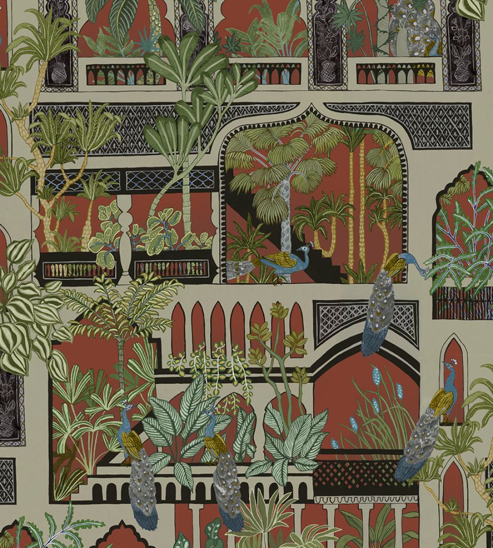 Peacock Arches Wallpaper by Josephine Munsey Terracotta