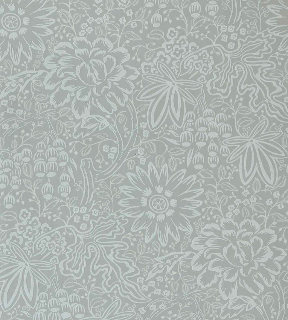 Peony Garden Wallpaper by 1838 Wallcoverings Pewter