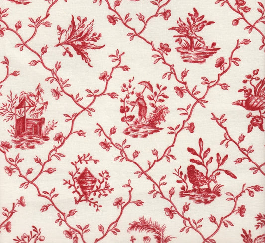 Pillement Toile Rouge fabric by Charles Burger