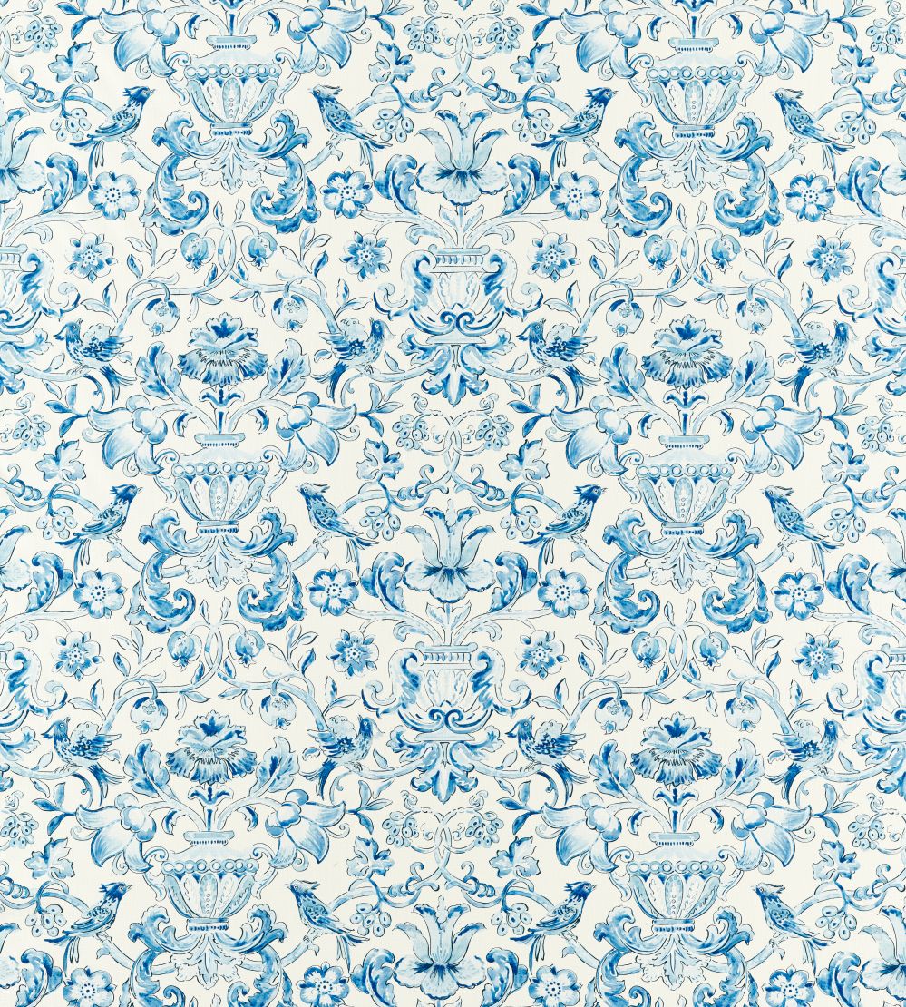 Pompadour Print Fabric by Zoffany Indigo