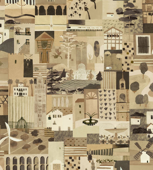 Postal Wallpaper by Tres Tintas Beige