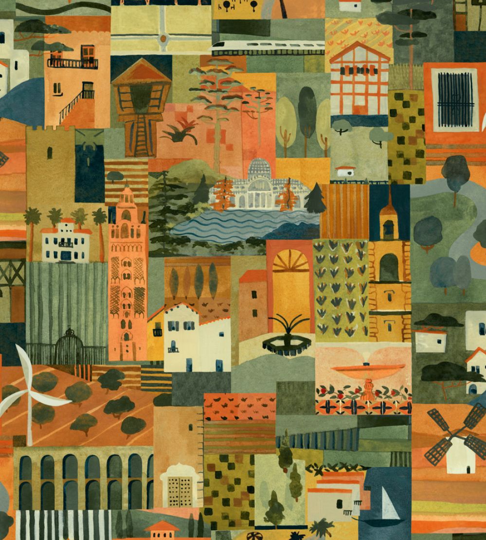 Postal Wallpaper by Tres Tintas Green