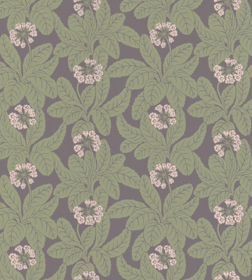 Primula Wallpaper by Langelid Von Bromssen Aubergine