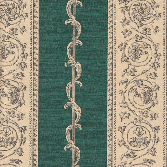 Print Room Stripe Fabric by Nile & York in Dark Green