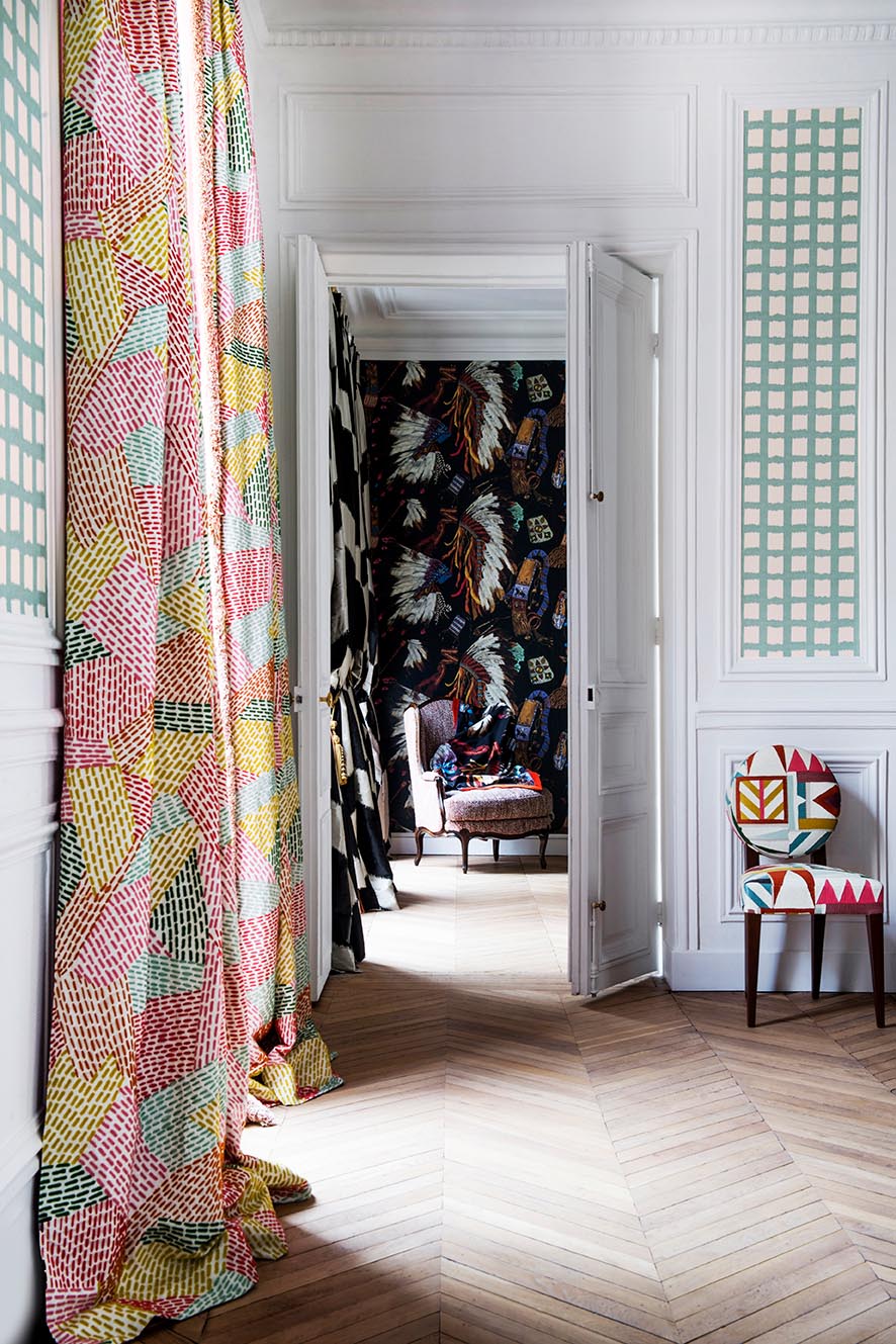 Pueblos Fabric by Pierre Frey shown in a room setting (view 2)