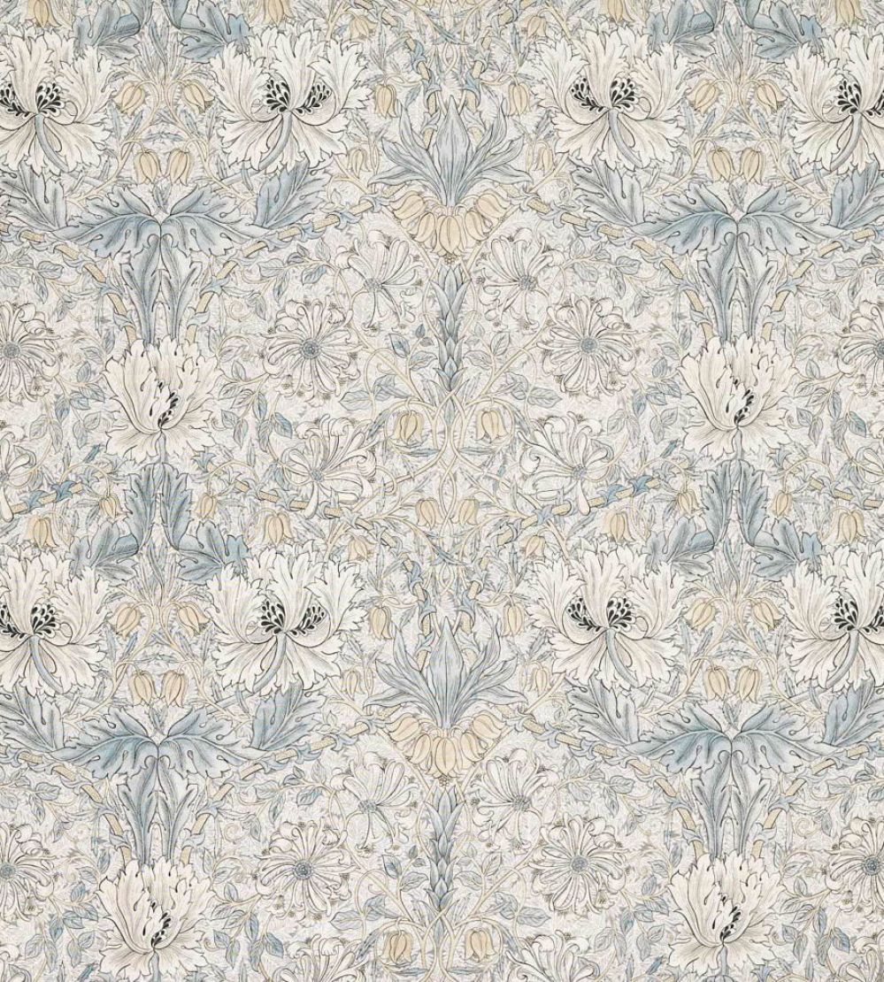 Pure Honeysuckle & Tulip Sheer Wide Width Fabric by Morris & Co Soft Blue/Linen