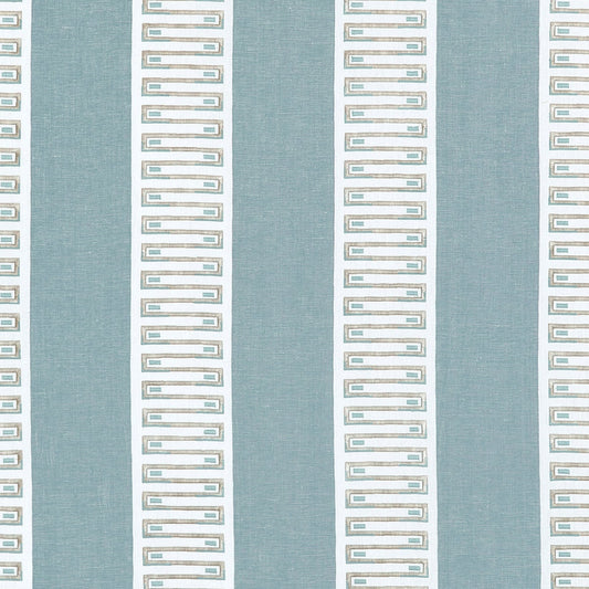 Raritan Line Embroidery Fabric by Thibaut in Spa Blue (W714630)
