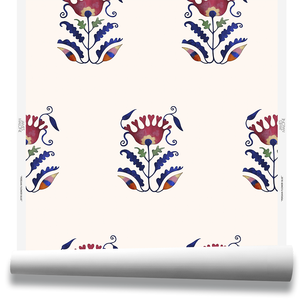 Persian Flower Wallpaper by James Malone in Blue (70242)