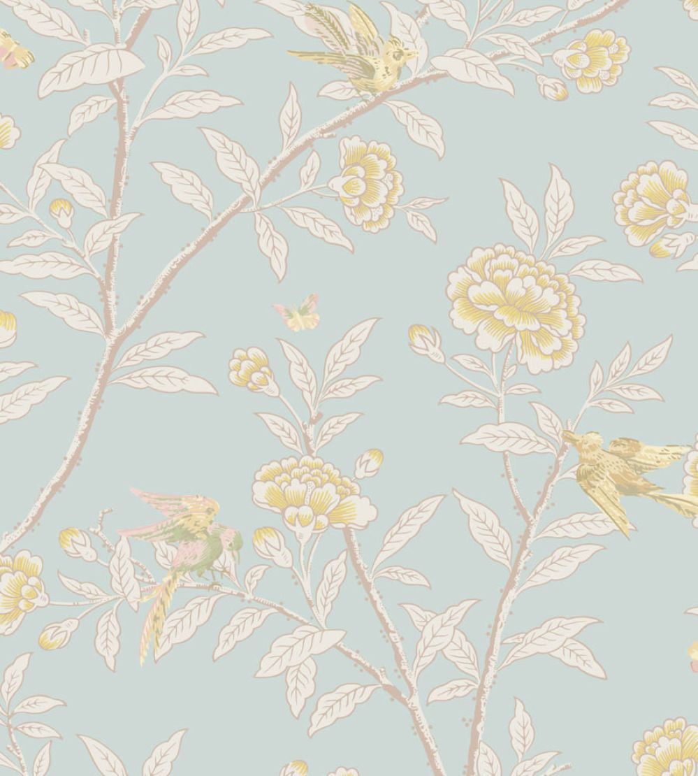 Roseberry With Birds Wallpaper by Cole & Son Powder Blue