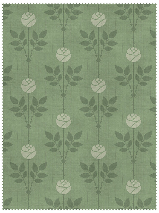 Rozalia Linen Fabric by Divine Savages in Sophia Green, pattern swatch