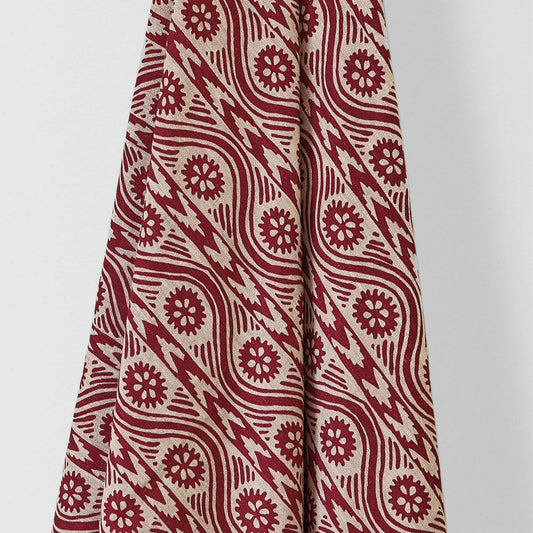 Ruslan Printed Linen Fabric by Volga Linen in Red/Natural, styled view 1