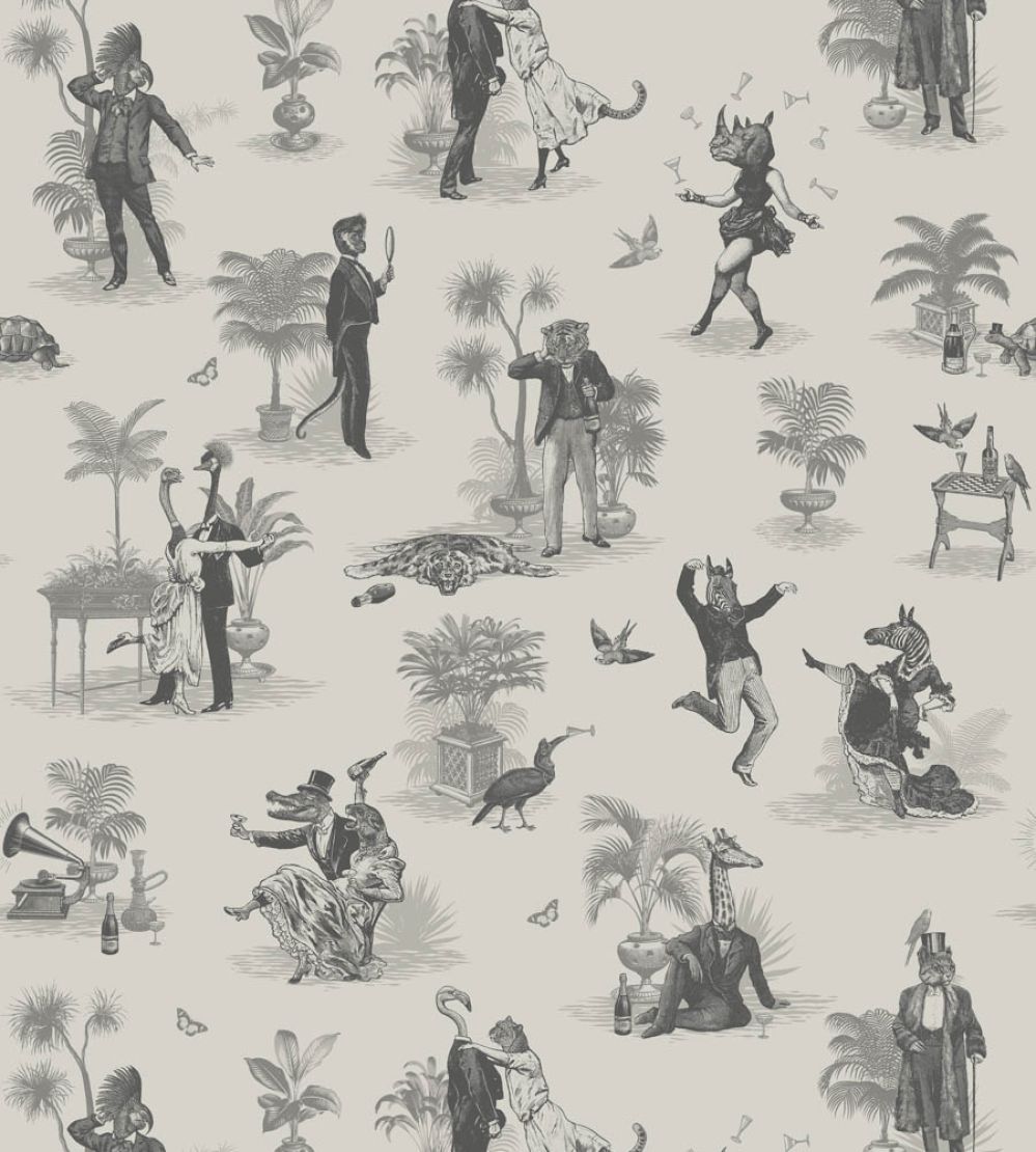 Safari Soiree Wallpaper by Divine Savages Soft Charcoal