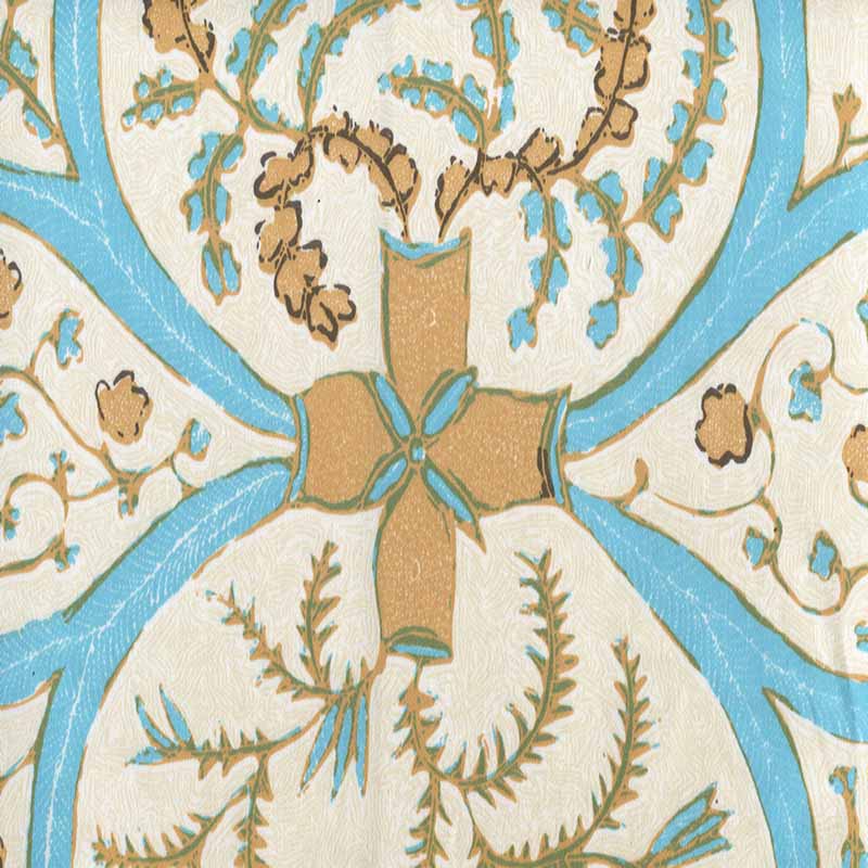 Salong Batik Multi Turquoise Gold Beige fabric by China Seas