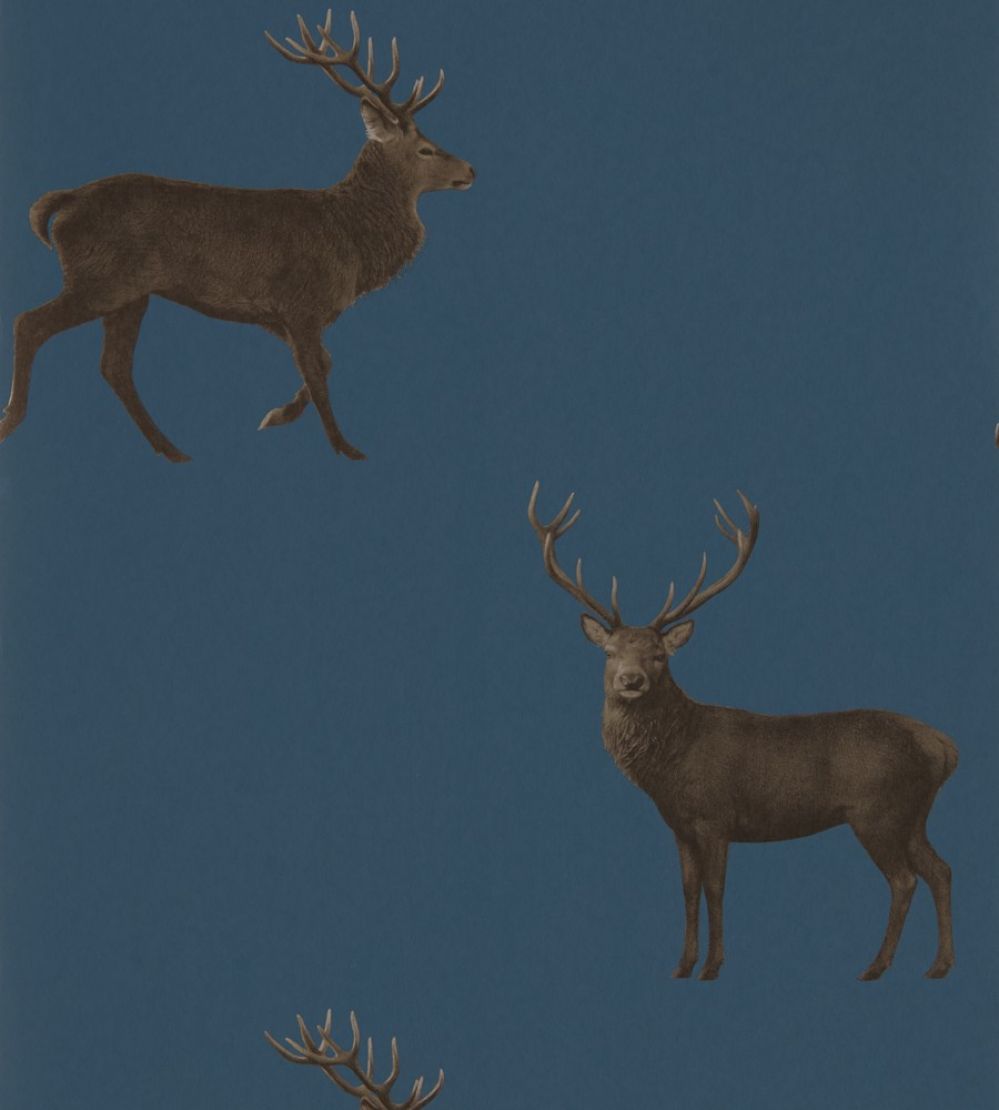 Evesham Deer Wallpaper by Sanderson Indigo