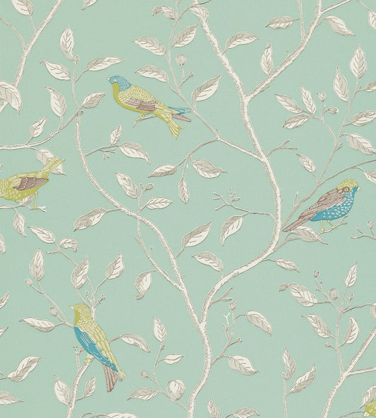 Finches Wallpaper by Sanderson Duck Egg